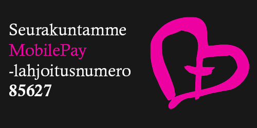 Mustalla pohjalla teksti:Seurakuntamme MobilePay -lahjoitusnumero 85627