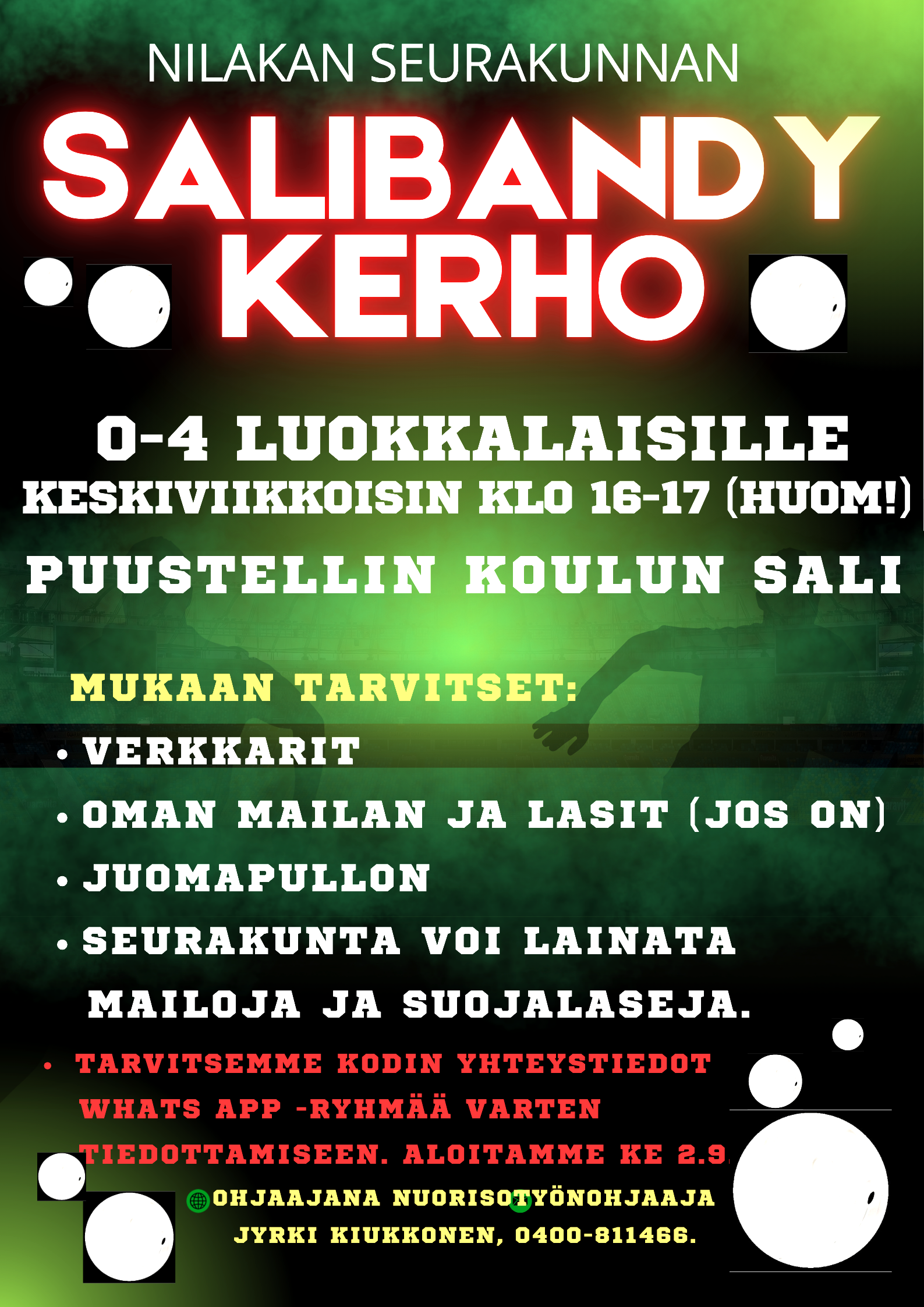Kuva salibandykerhon mainoksesta.